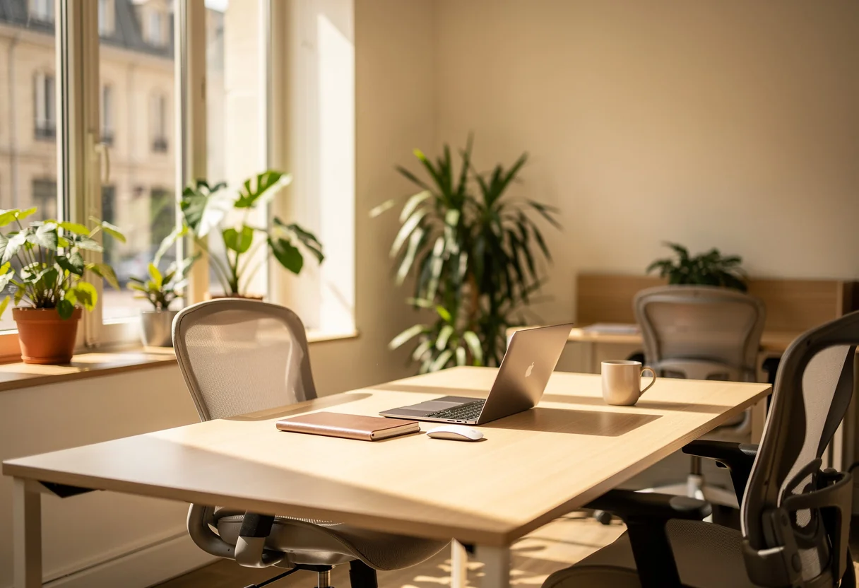 Bureau lumineux aux tons crème