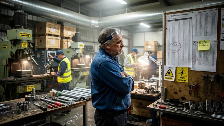 Intérieur d'une PME de production illustrant l'impossibilité d'une semaine de quatre jours