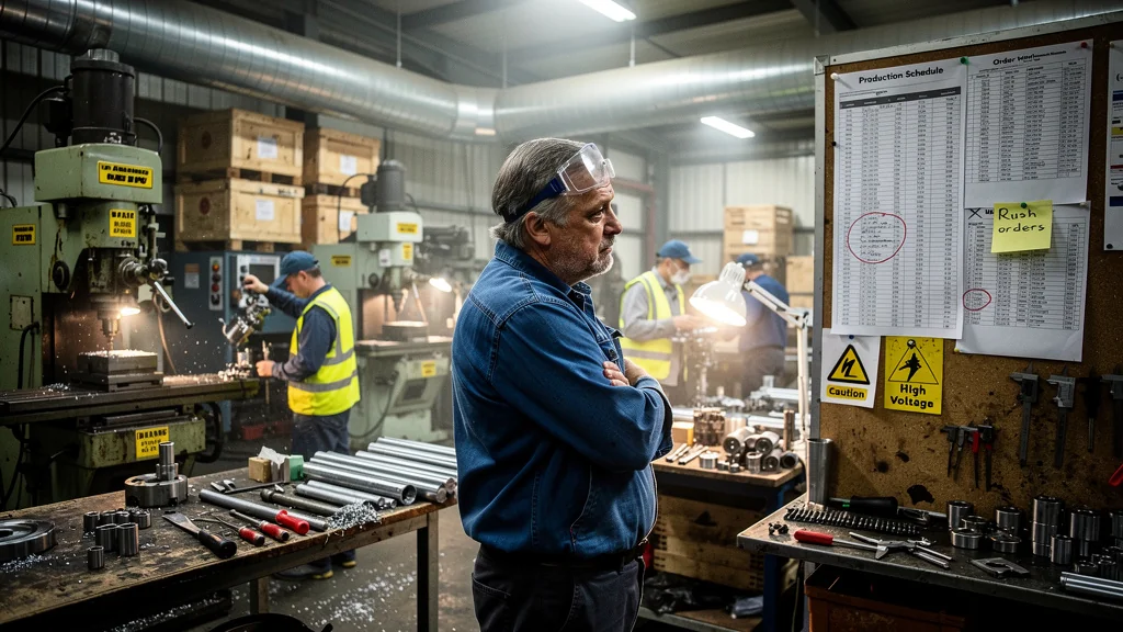 Intérieur d'une PME de production illustrant l'impossibilité d'une semaine de quatre jours
