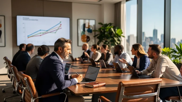 Séminaire d'équipe en présentiel avec homme de 49 ans convaincu de l'importance du travail en face à face