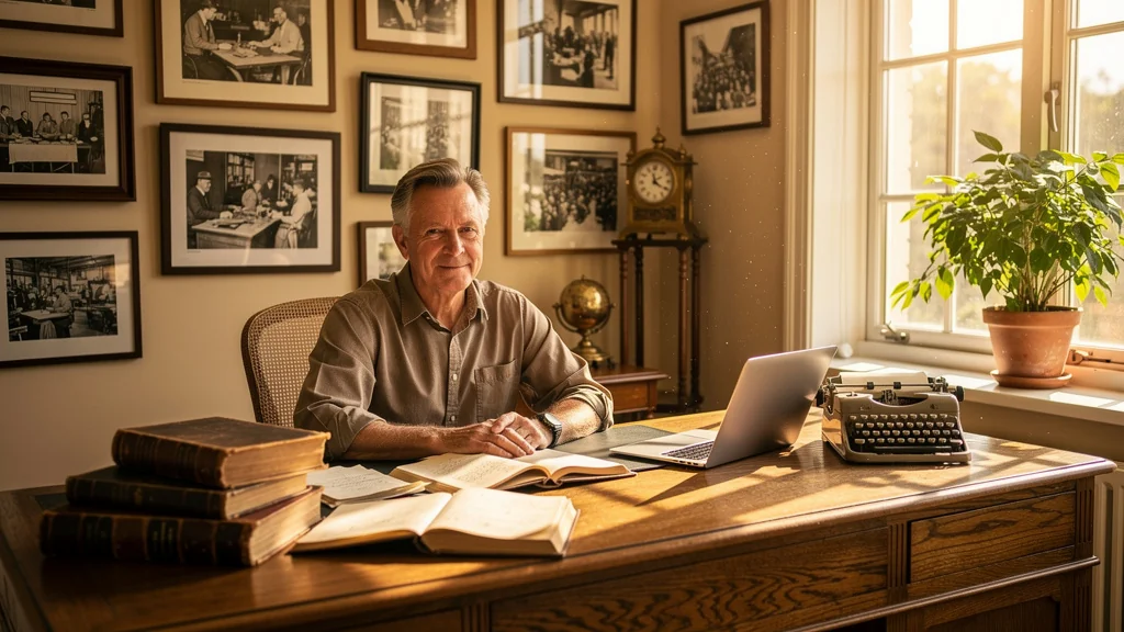 Portrait d’un homme de 49 ans dans un bureau chaleureux illustrant la culture d’entreprise d’une PME familiale
